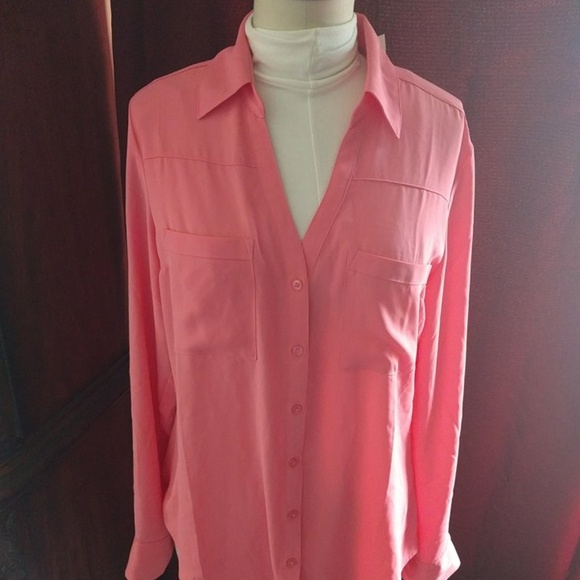 Express Tops - Express Shirt - Coral - Convertible Sleeve NWT